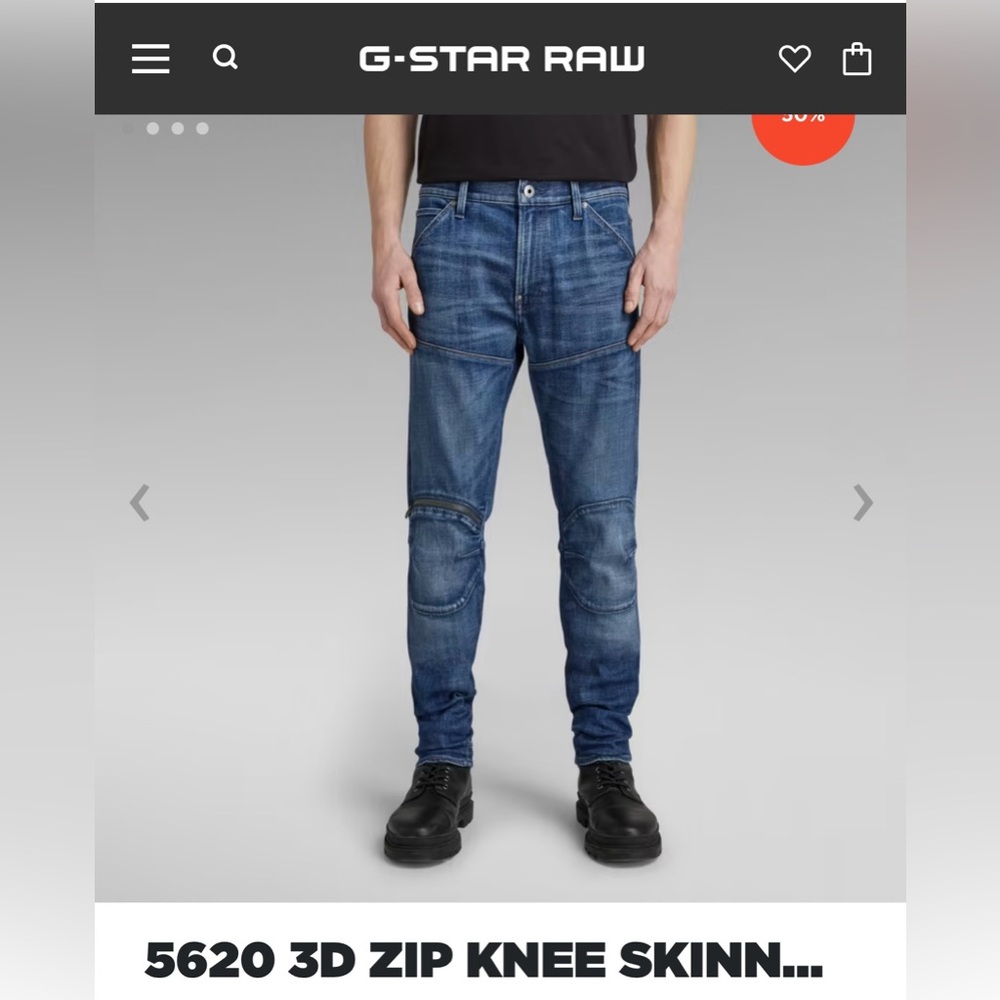G-Star Raw 5620 3D Zip Knee Skinny Jean in Faded Water size 32x32